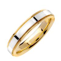 4.5 MM 14K TWO TONE GOLD WEDDING RING WHITE CENTER WITH YELLOW EDGES