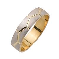 5.0 MM 14K TWO TONE GOLD WEDDING RING WHITE WITH YELLOW DESIGN