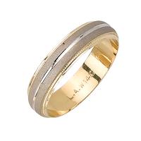 5.0 MM 14K TWO TONE GOLD WEDDING RING WHITE WITH YELLOW EDGES