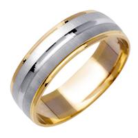 6.5MM 14K TWO TONE GOLD WEDDING RING WHITE CENTER WITH YELLOW EDGES