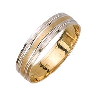 5.0 MM 14K TWO TONE GOLD WEDDING RING YELLOW WITH WHITE EDGES