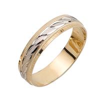 5.0 MM 14K TWO TONE GOLD WEDDING RING WHITE CENTER WITH YELLOW EDGES
