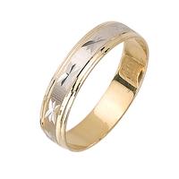 5.0 MM 14K TWO TONE GOLD WEDDING RING WHITE CENTER WITH YELLOW EDGES