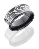 ZIRCONIUM WEDDING RING CONCAVE SHAPE WITH LEAVES 10MM