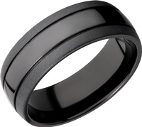 Zirconium 8mm domed band with 2, .5mm grooves