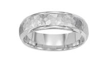 14K GOLD WEDDING RING WITH HAMMERED CENTER AND POLISHED EDGES