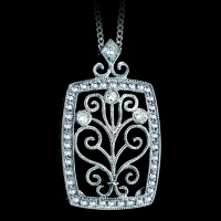 Ornate Rectangle Diamond Pendant