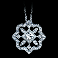 Diamond Flower Pendant-Center Stone CZ