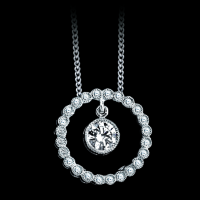Circle Diamond Pendant w/ Diamond Drop