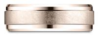 14 Karat Rose Gold 7mm Comfort-Fit Drop Bevel Swirl Finish Center Design