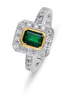 Emerald Cut Emerald and Diamondf Ring