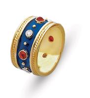 RED WHITE GEMS  WITH BLUE ENAMEL