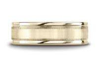 14k Yellow Gold 7mm Comfort-Fit Satin-Finished with Milgrain Four-Sided Carved Design Band