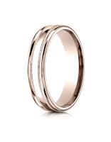 14k Rose Gold 4mm Comfort-Fit High Polished finish with a round edge and millgrain