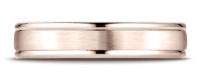 14k Rose Gold 4mm Comfort-Fit Satin-Finished High Polished Round Edge Carved Design Band