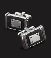 STAINLESS STEEL WITH LEATHER AND SCREW ACCENTS