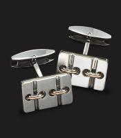 STAINLESS STEEL WITH 14K GOLD INLAY