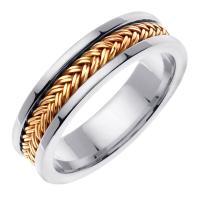 14KT TWO COLOR GOLD WEDDING RING WITH BRAID 65MM