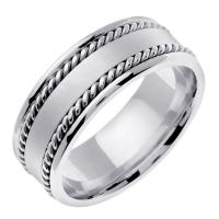 14KT WEDDING RING SATIN CENTER WITH BRIGHT EDGES 8MM