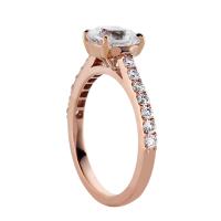 14K ROSE GOLD AND DIAMOND ENGAGEMENT RING FOR FLUSH FIT WITH BAND