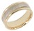 14 KT TWO TONE WEDDING RING LIGHTLY HAMMERED CENTER 6MM