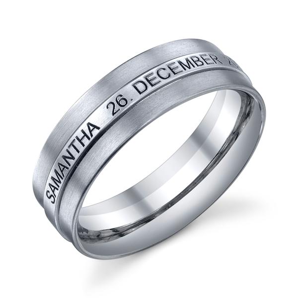 WEDDING RING BRIGHT ENGRAVEABLE CENTER WITH SATIN FINISH SIDES 7MM