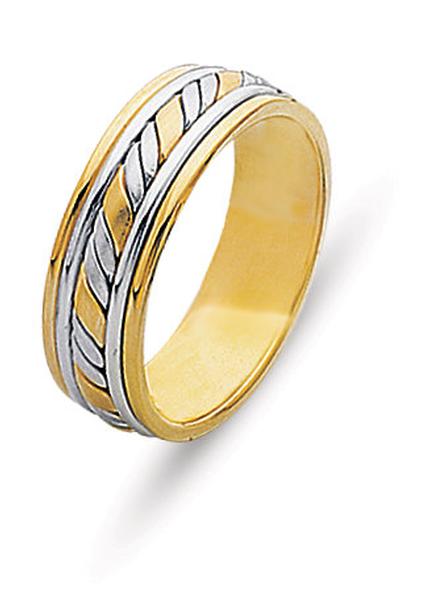 14KT TWO COLOR WEDDING RING WITH HAND WOUND BRAID 6MM