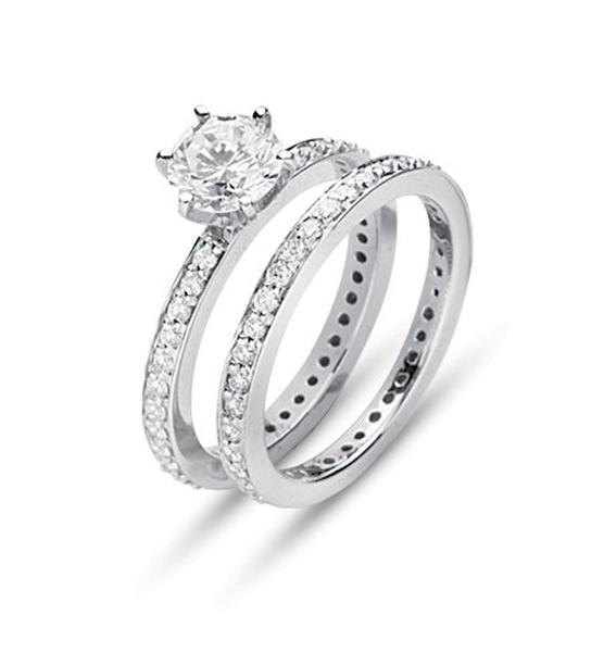 Eternity Style Diamond Engagement Ring Set (both rings)