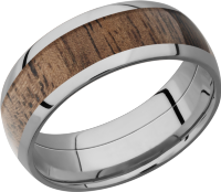 Titanium 8mm domed band with an inlay of Walnut hardwood