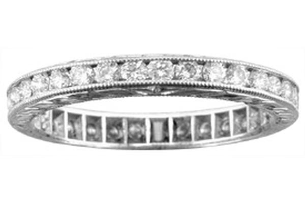 CHANNEL SET ENGRAVED DIAMOND ETERNITY BAND GOLD OR PLATINUM 23MM