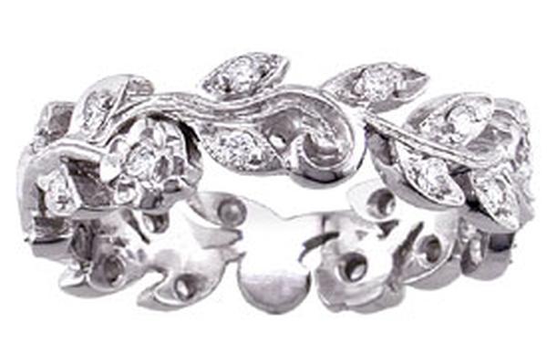 FLORAL WREATH BAND DIAMONDS BEAD SET IN GOLD OR PLATINUM 55MM