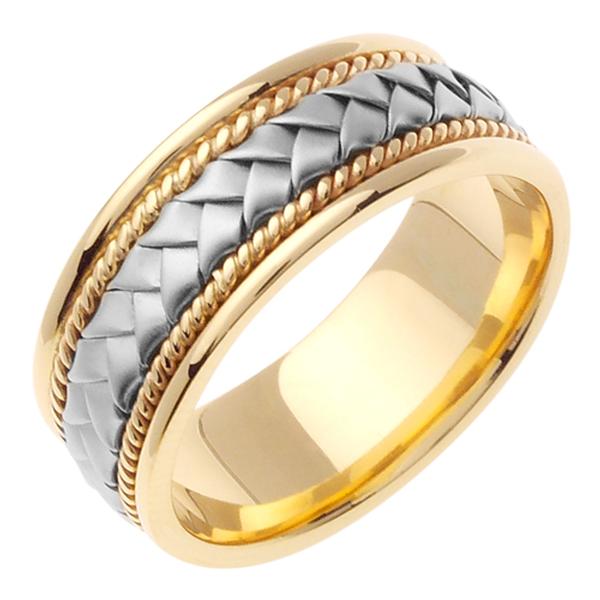 14KT WEDDING RING WHITE GOLD WITH YELLOW BRAID 85MM