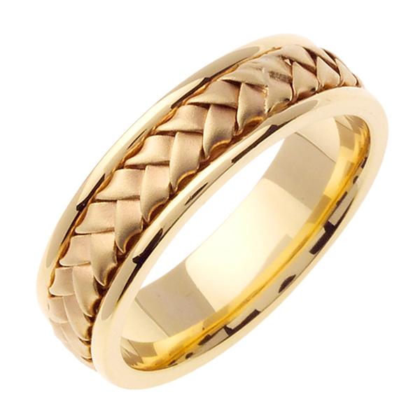 14KT WEDDING RING YELLOW GOLD WITH FLAT BRAID 7MM