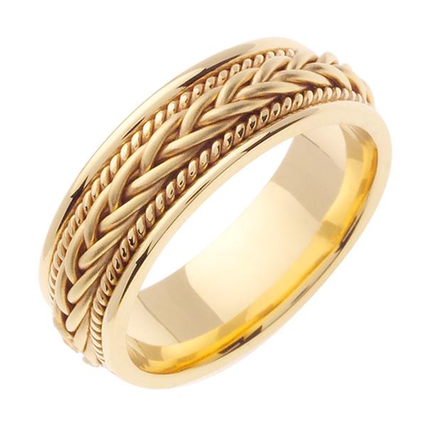 14kt Wedding Ring Yellow Gold With Twists And Braid 7mm 14kt Wedding Ring Yellow Gold With Twists And Braid 7mm