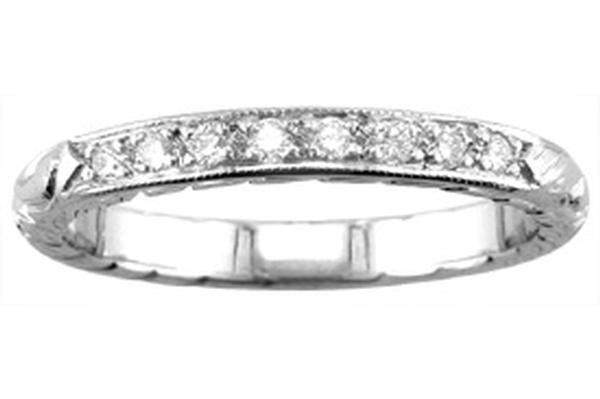 ENGRAVED FLORAL DESIGN WEDDING RING WITH DIAMONDS 25MM