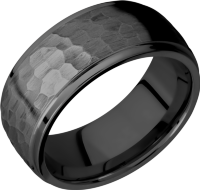 Zirconium 9mm domed band with grooved edges
