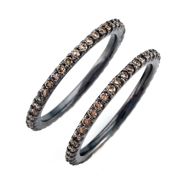 CHAMPAGNE DIAMONDS MICRO PAVE SET IN BLACK GOLD - PAIR