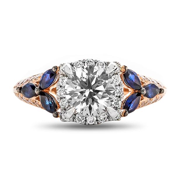 MARQUISE SAPPHIRE SIDE STONE ENGAGEMENT RING