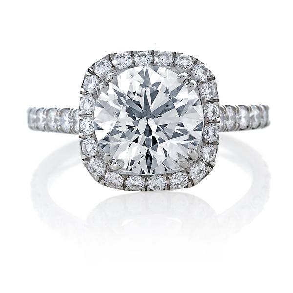 Micropave Engagement Ring With Round Center Cushion Halo Micropave Engagement Ring With Round Center Cushion Halo