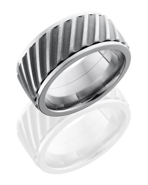 Titanium 10mm Flat, Spinner Band with Helical Pattern