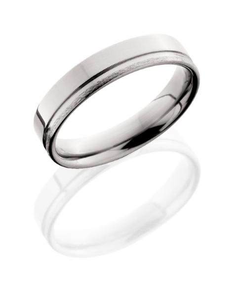 Titanium 5mm Flat Band with Off Center Groove