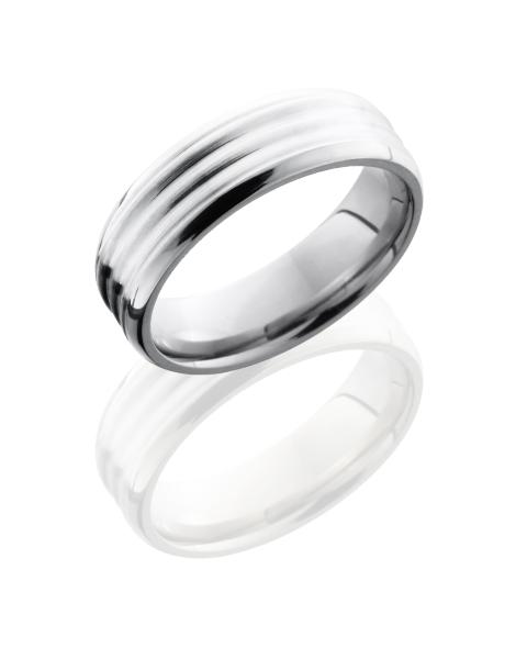 Titanium 6mm Beveled Band with Sterling Silver Inlay