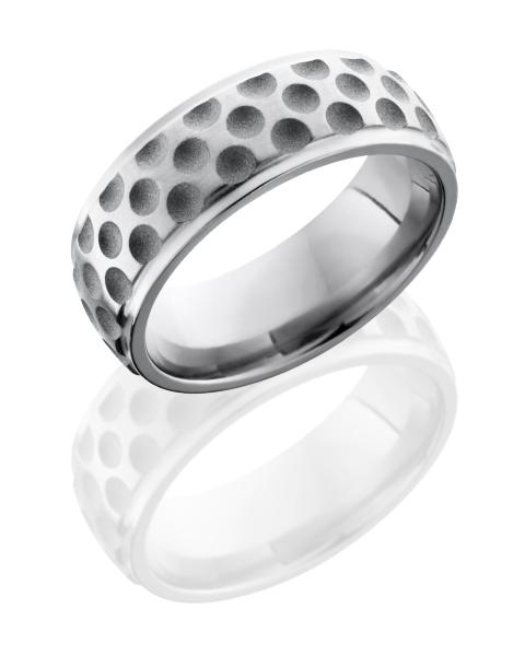 Titanium 8mm Domed Band with Grooved Edges and Dot Pattern