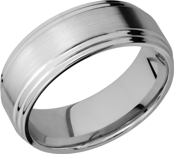 Titanium 8mm flat band with two stepped edges