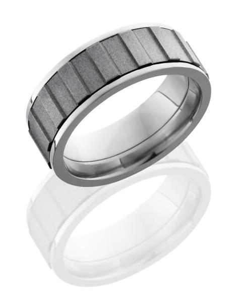 Titanium 8mm Flat, Spinner Band with Gear Pattern