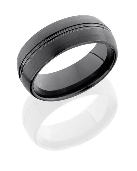 Ceramic 8mm Domed Band with Double Groove Center