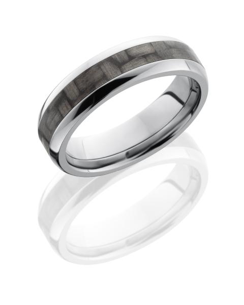 Titanium 6mm Domed Band with 3mm of Carbon Fiber