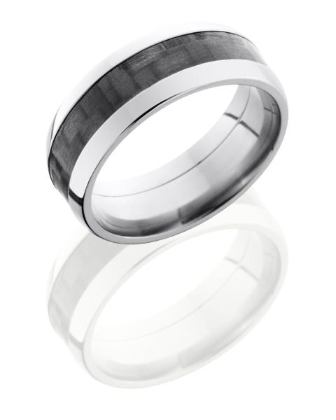 Titanium 8mm Domed Band with 4mm of Carbon Fiber
