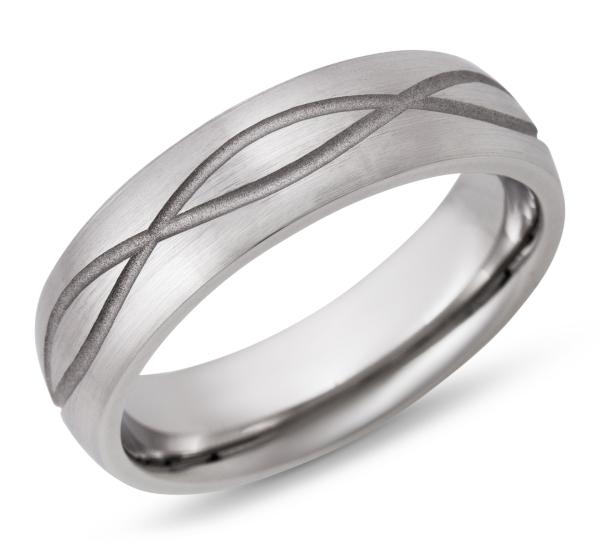 Cobalt Chrome 6mm Domed Band with Infinity pattern