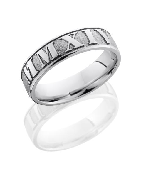 Cobalt Chrome 6mm Domed Band with Customized Laser Carved Roman Numerals